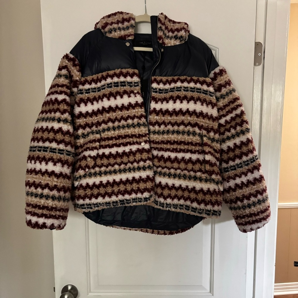 NWT RAG & BONE: JOELLE SHERPA PRINT PUFFER JACKET